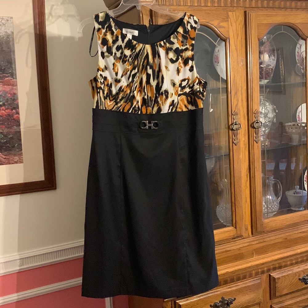 Black Sleeveless Dress with Animal Print Top